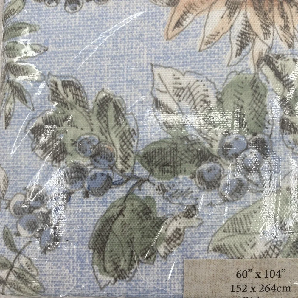 Benson Mills Calm Country Tablecloth 60x104 Blue Sunflowers Bluebirds Easy Care